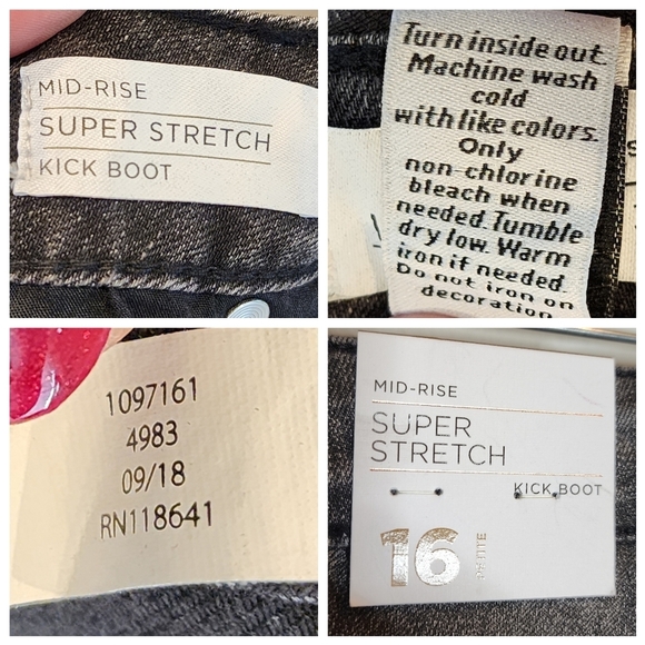 NWT Lane Bryant Pearl Embellished Kick Boot charcoal Super stretch jeans Sz 16P - Picture 5 of 16